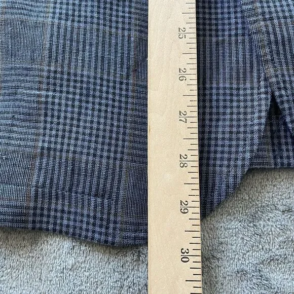 Joseph Abboud Sport Coat Mens Medium Blue 100% Linen Plaid Elbow Patches Jacket